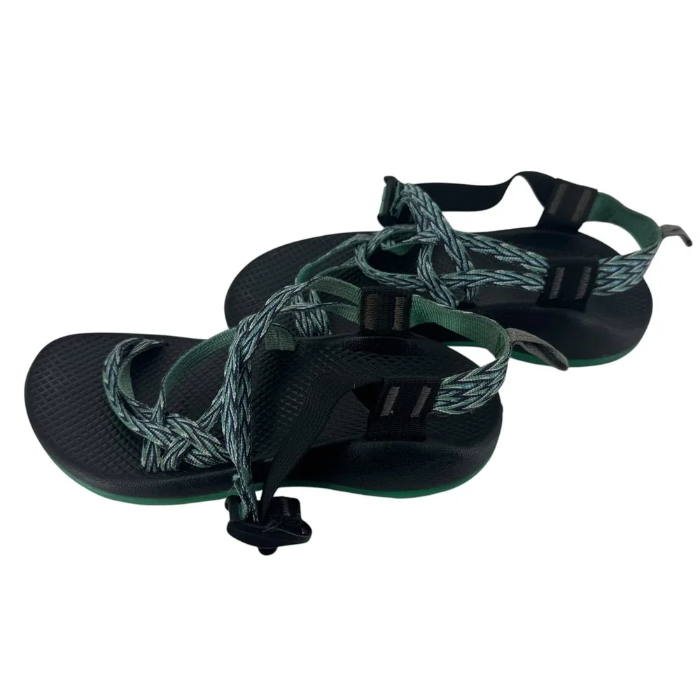 Chaco Z/Cloud 2 Kids Size 4 Sport Sandals Black Green Braided Straps Toe Loop